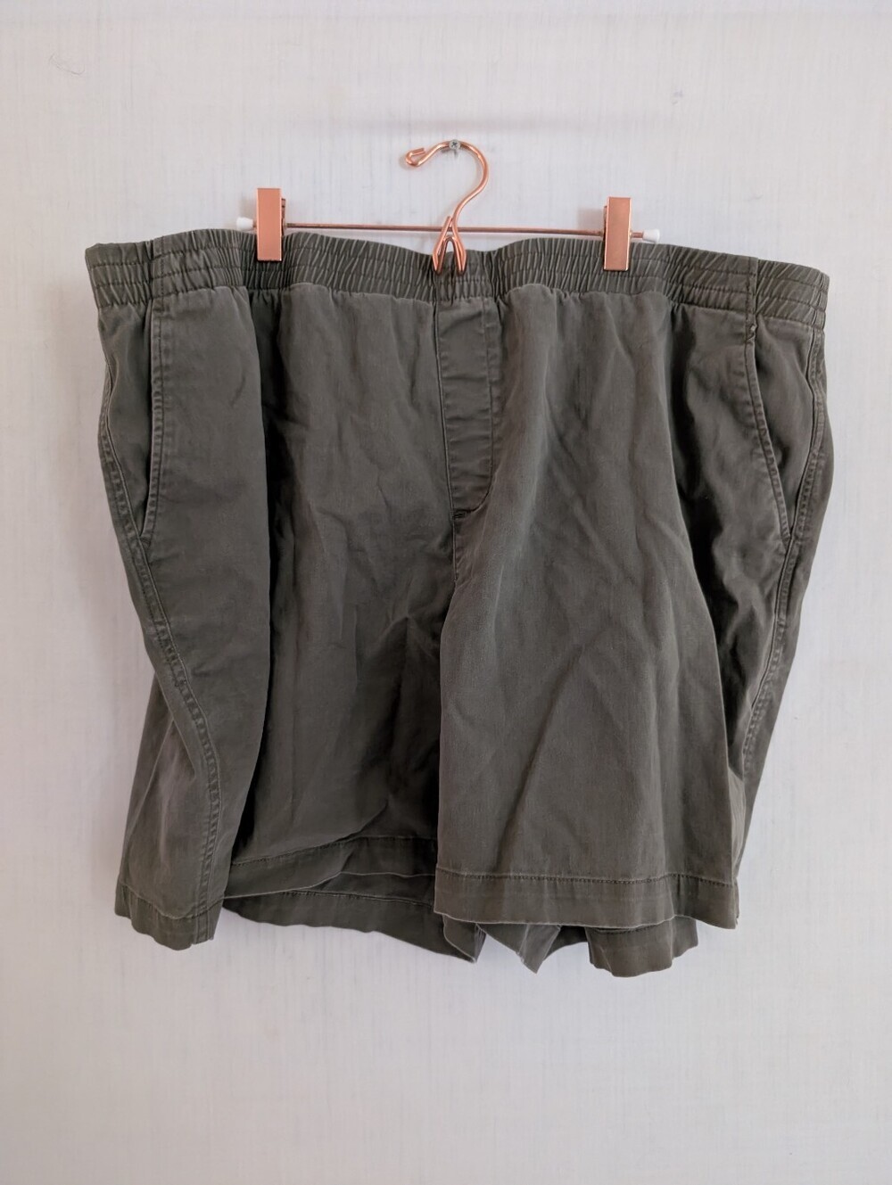 Lands End Womens Shorts Green Pull On Chino Khaki Elastic Waist Size 26W